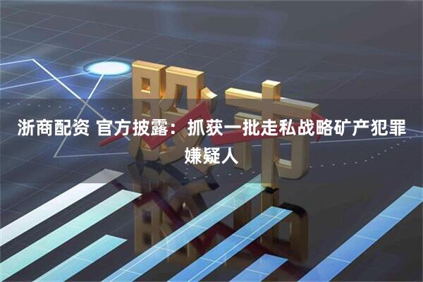 浙商配资 官方披露:抓获一批走私战略矿产犯罪嫌疑人