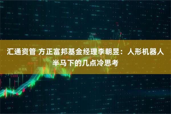 汇通资管 方正富邦基金经理李朝昱:人形机器人半马下的几点冷思考